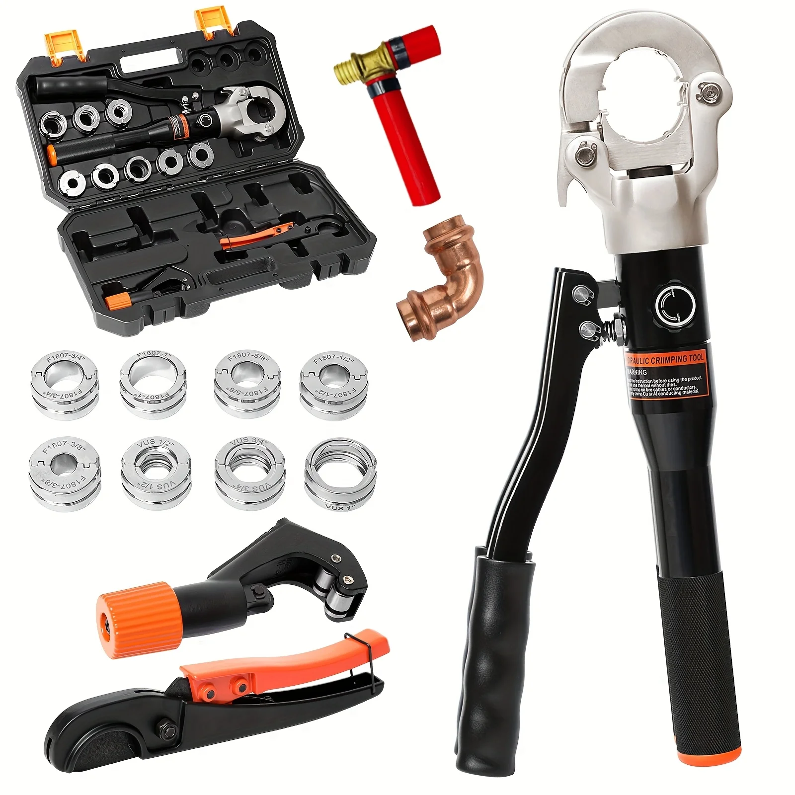Ferramenta de Pressão Igeelee para Cobre, Projetada para Crimpagem de Tubos de 1/2", 3/4" e 1" para Conexões de Cobre, e Também para Matrizes de 3/8", 1/2", 5/8" e 1", Adequada para Anéis de Cobre de Tubos PEX ASTM F1807
