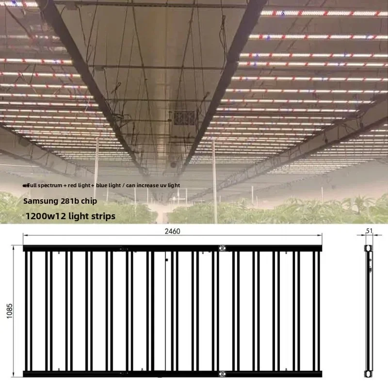 LED 1200W Full Spectrum Plant Light 2.4M Commercial Farm Growth Lamp for Hydroponic Greenhouse Horticulture Lighting