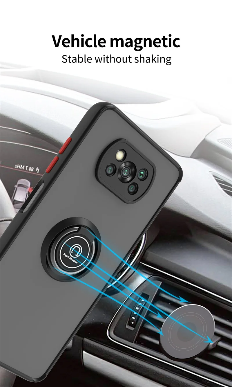 Funda a prueba de golpes para Xiaomi Poco X3 Pro, soporte magnético para coche, soporte de anillo, cubierta de teléfono para Poco Poko Pocco Poco X3