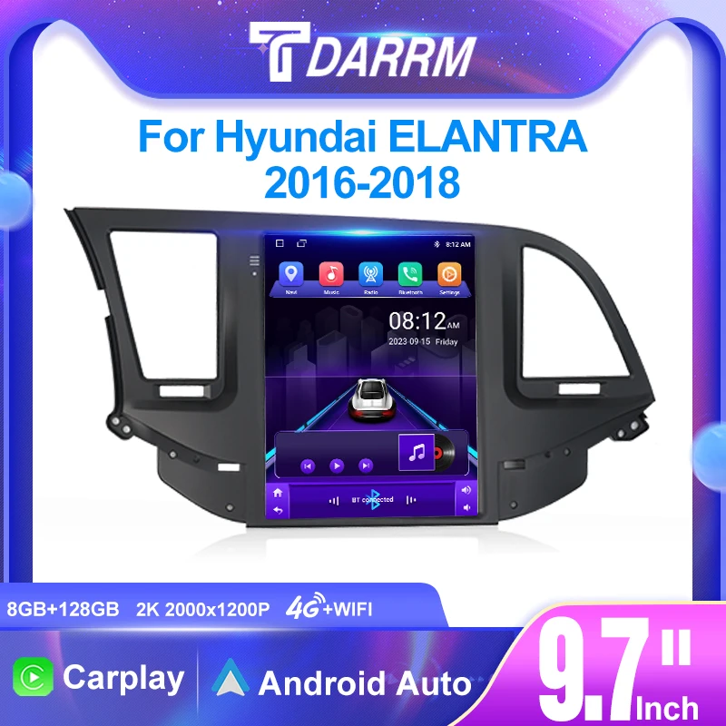 

For Hyundai Elantra 2011-2013 Car Radio Auto Android 13 Video 9.7inch Player Head Unit Stereo 4G WIFI CarPlay GPS Car Multimedia