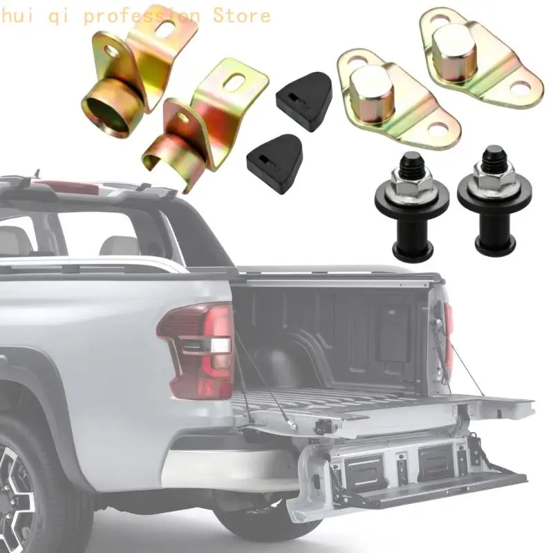 Pickup Heckklappenscharnier-Teilesatz, 8-teiliges Reparatur-Hardware-Set mit Metallhalterungen, Unterlegscheiben – Detail 10