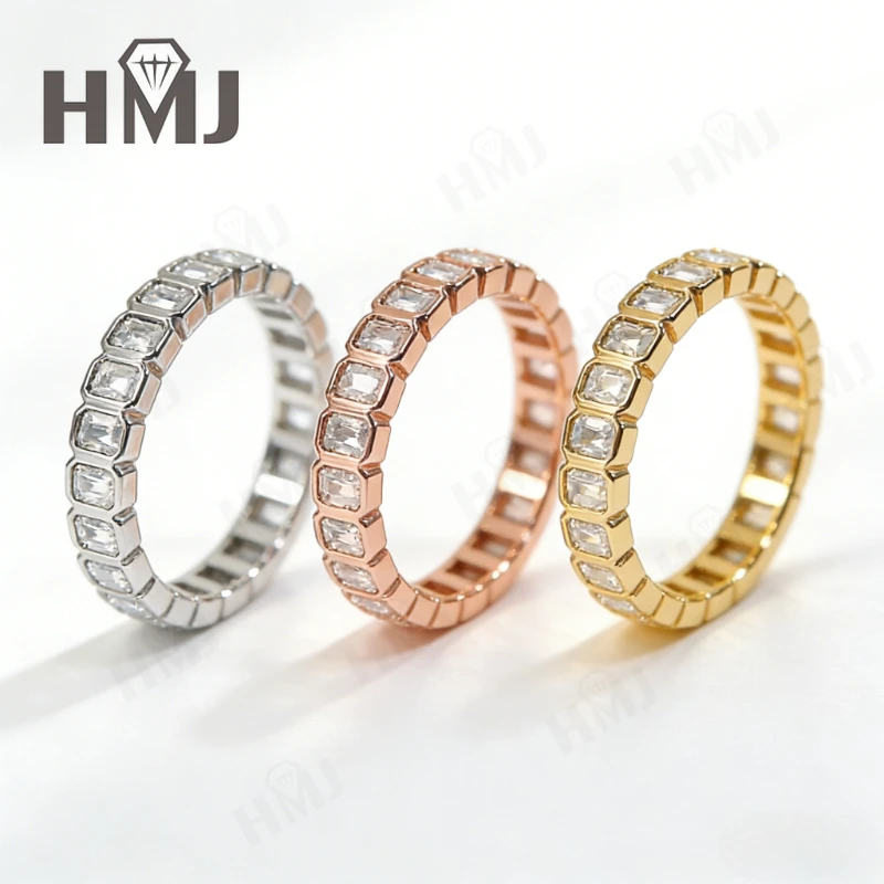 

D Color Emerald Cut Moissanite Ring 925 Sterling Silver 10K 14K White Yellow Rose Gold Fine Jewelry Anniversary Gift for Her