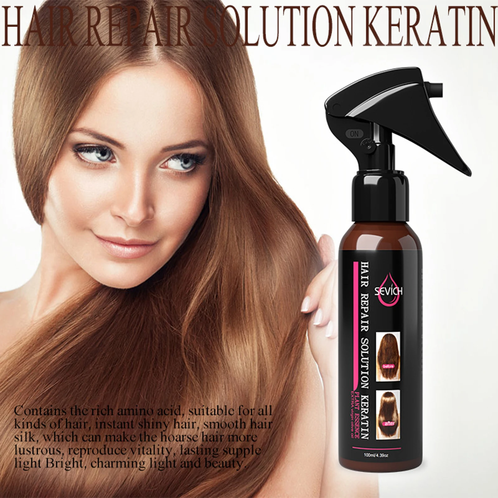 Hair Protector Spray With Amino Acid Hair Frizz Control Shine Straight Silk Spray Curly Hair Heat Protect Spray Quick Drying