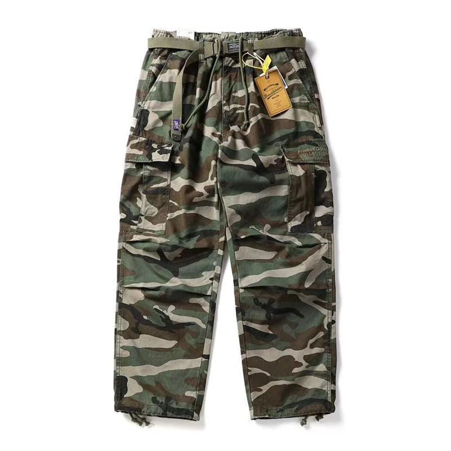 Men Camouflage Joggers Pants Cotton Casual Cargo Pant Men Streetwear Wide Leg Function Paratrooper Pants Cityboy Baggy Trouser