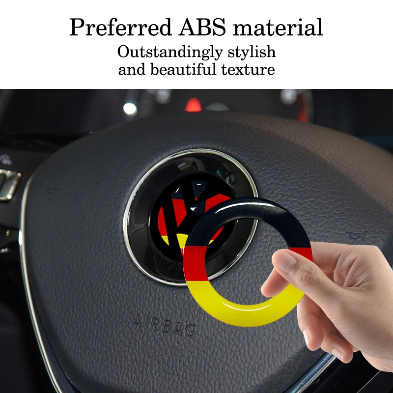 Tiguan Touran Magotan Lavida Scirocco Car Steering Wheel Trim Stickers German Flag Style Decal For VW Golf 6 7 Polo 9N Passat B7