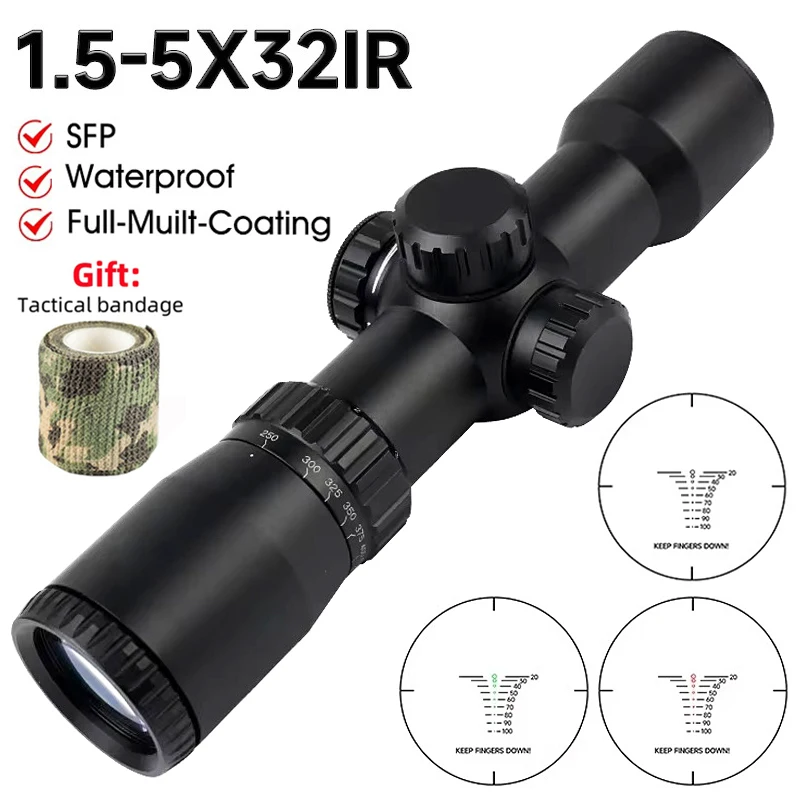 

1.5-5x32IR Metal Red/Green Crosshair Reflex Short Riflescope Illuminated Optical Sight Outdoor Tactical Hunting Accessoires