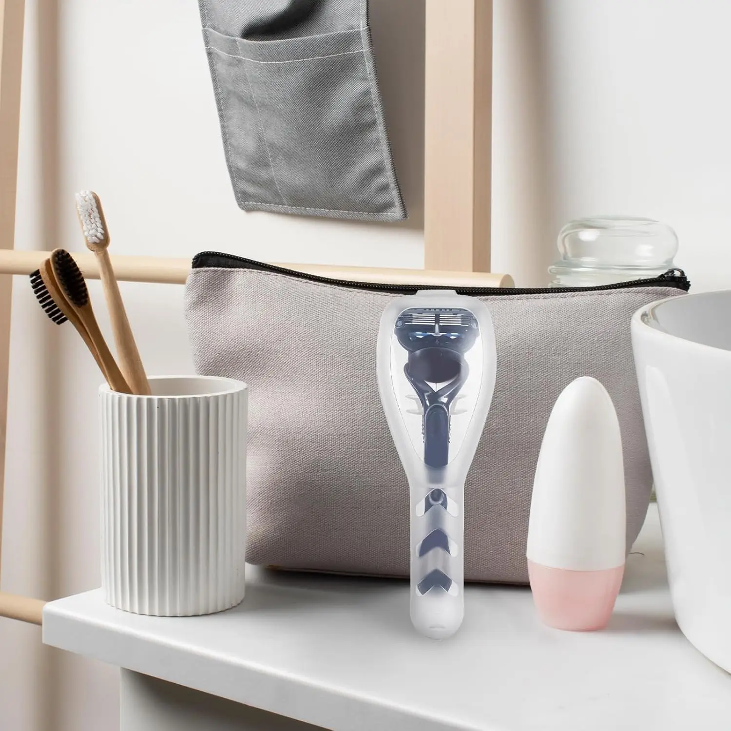 Estante de afeitadora portátil para hombre, Protector de maquinilla de afeitar Manual, caja de plástico, organizador de afeitadora impermeable, soporte para maquinilla de afeitar para el hogar, herramientas de peluquero