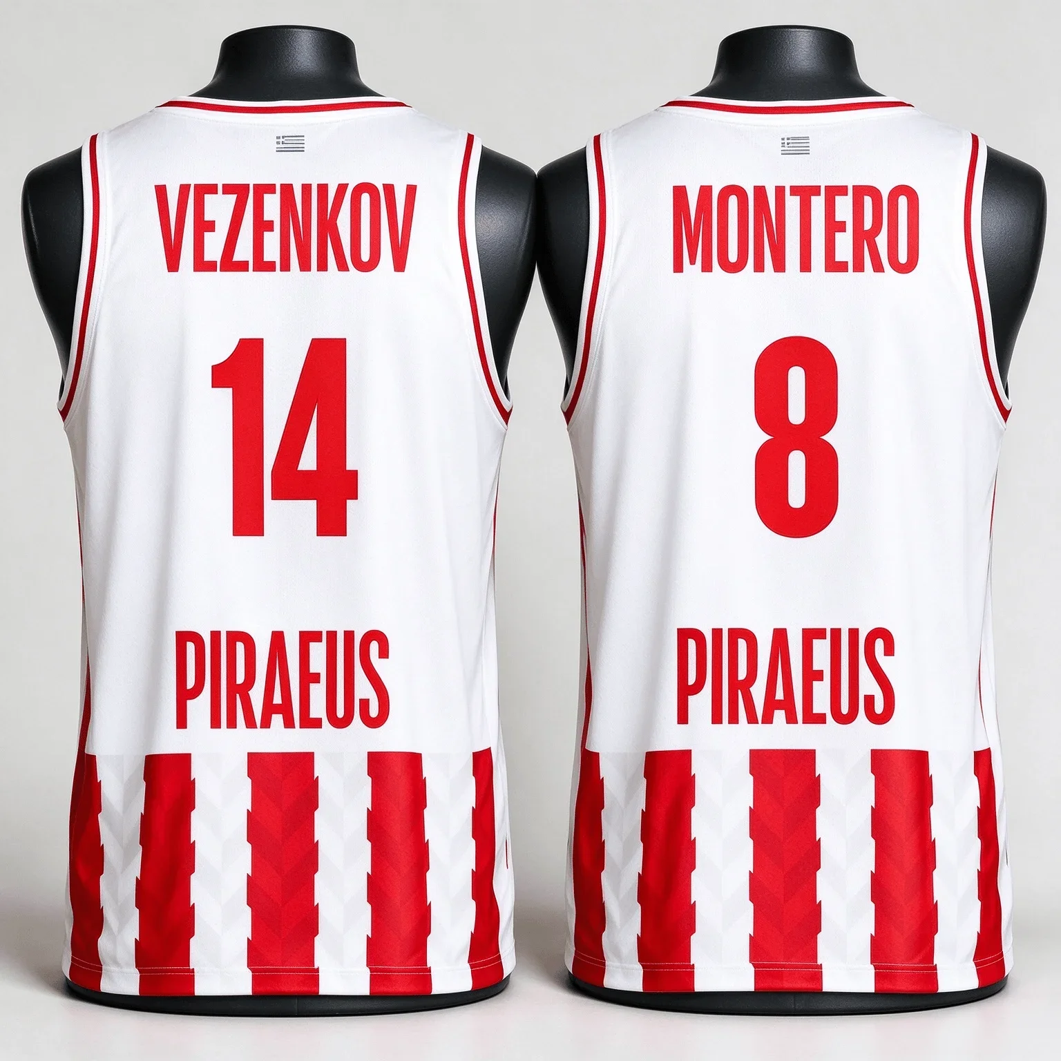 2026/27 Vezenkov #14 Montero #8 Olympiacos Unisex Basketball Jersey Vest Men Women Sleeveless Sports Breathable Mesh Tank Top