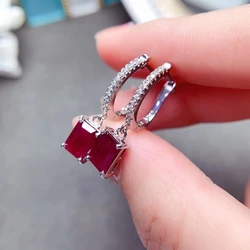 Natural Ruby Earrings Women's Jewelry Fine Jewelry Genuine 925 Silver Natural Gemstones Certified High End Gifts