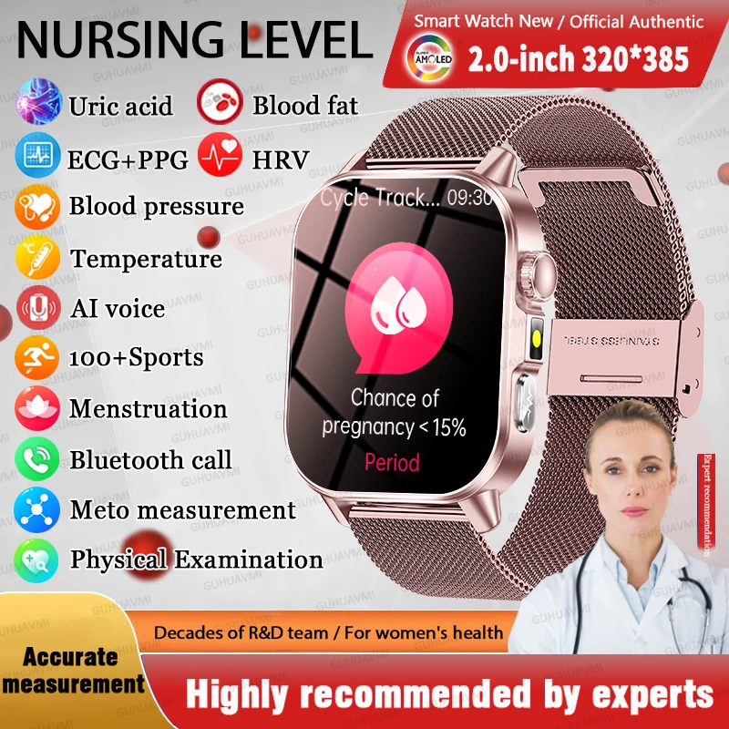 Nursing Grade ECG+PPG Monitor AI Health Analysis Smart Watch NFC Blood Analysis Blood Pressure Lipids Uric Acid Clock Call Watch