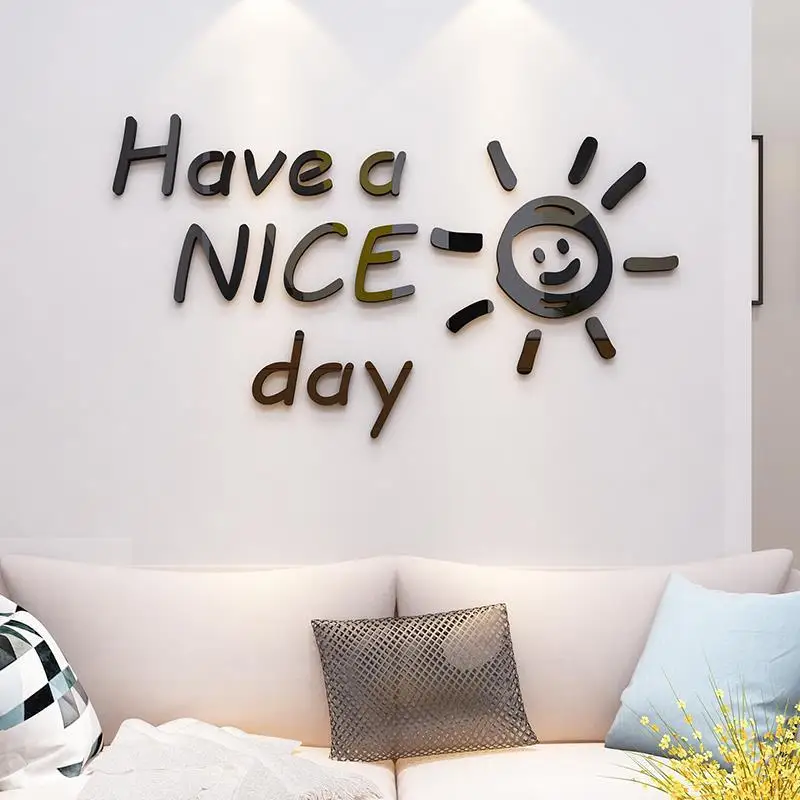 

Have A Nice Day English Stickers Room Decoration Acrylic Material Wall Stickers Shops Office Dormitory 3D Art Bedroom Decoration
