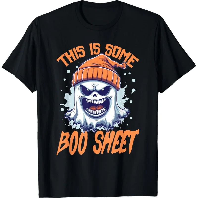 

Halloween Ghost Pumpkin Spooky Season This is some Boo Sheet T-Shirt Men's and Women's Loose Large