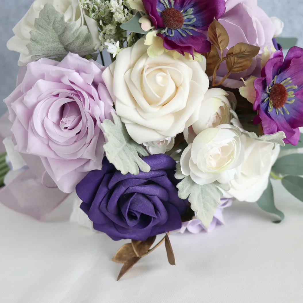 باقات الأرجواني زهور الزفاف باقات الزفاف عالية الجودة 23*30 سنتيمتر اكسسوارات الزفاف #2