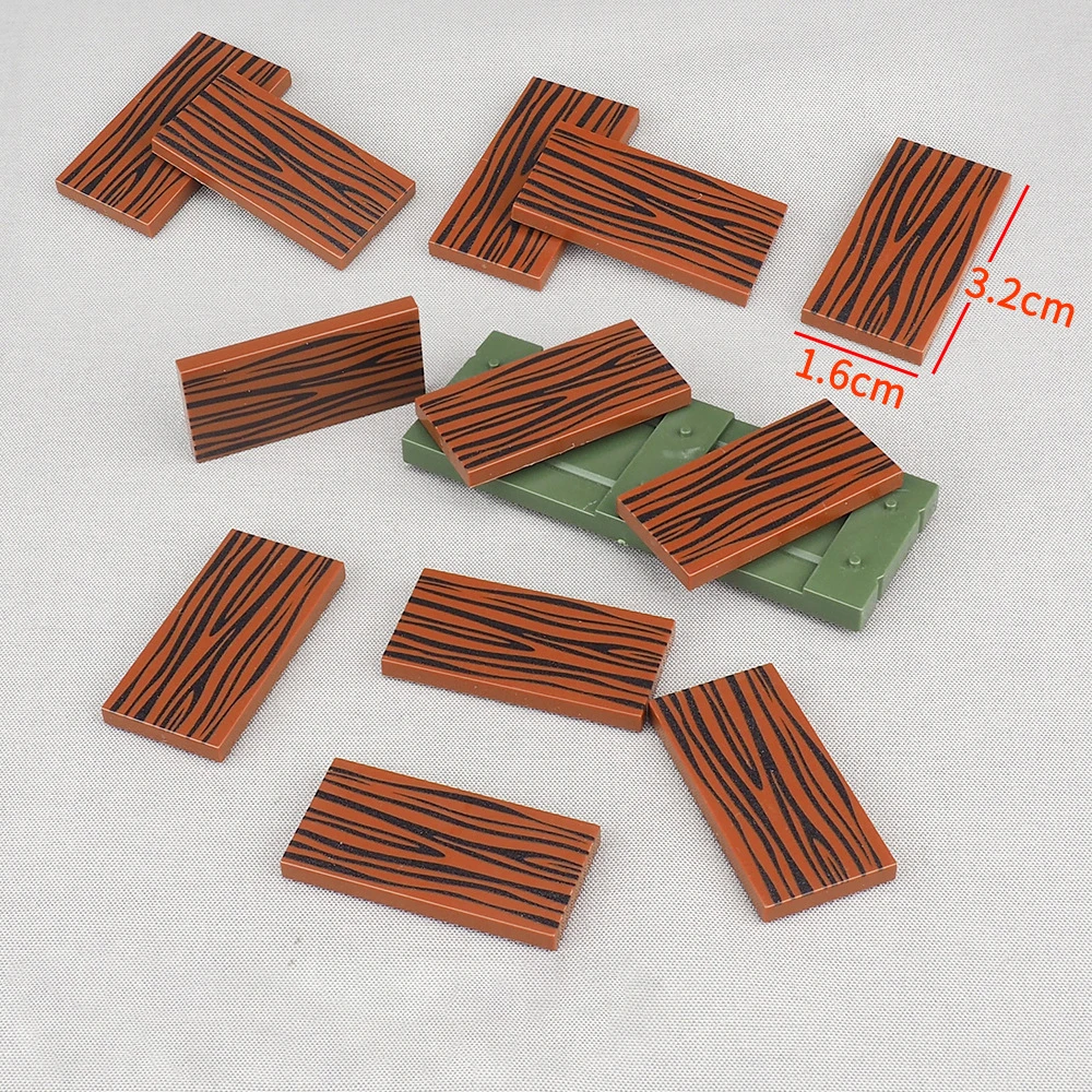 MOC 10PCS 87079 Printed Wood Pattern With Stripes Board Building Blocks 87079pb0255 Wooden House Hut Bricks Particle Toys Gifts