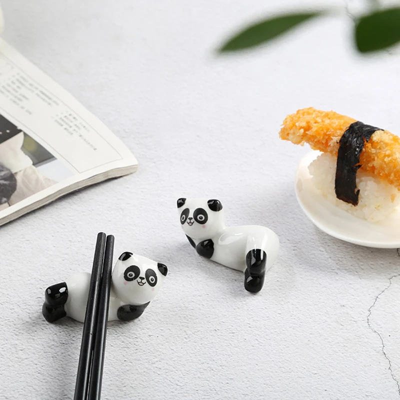 Panda bonito cerâmica rack pauzinhos suporte resto faca garfo titular estilo chinês talheres pauzinho resto ferramentas de cozinha para uso doméstico