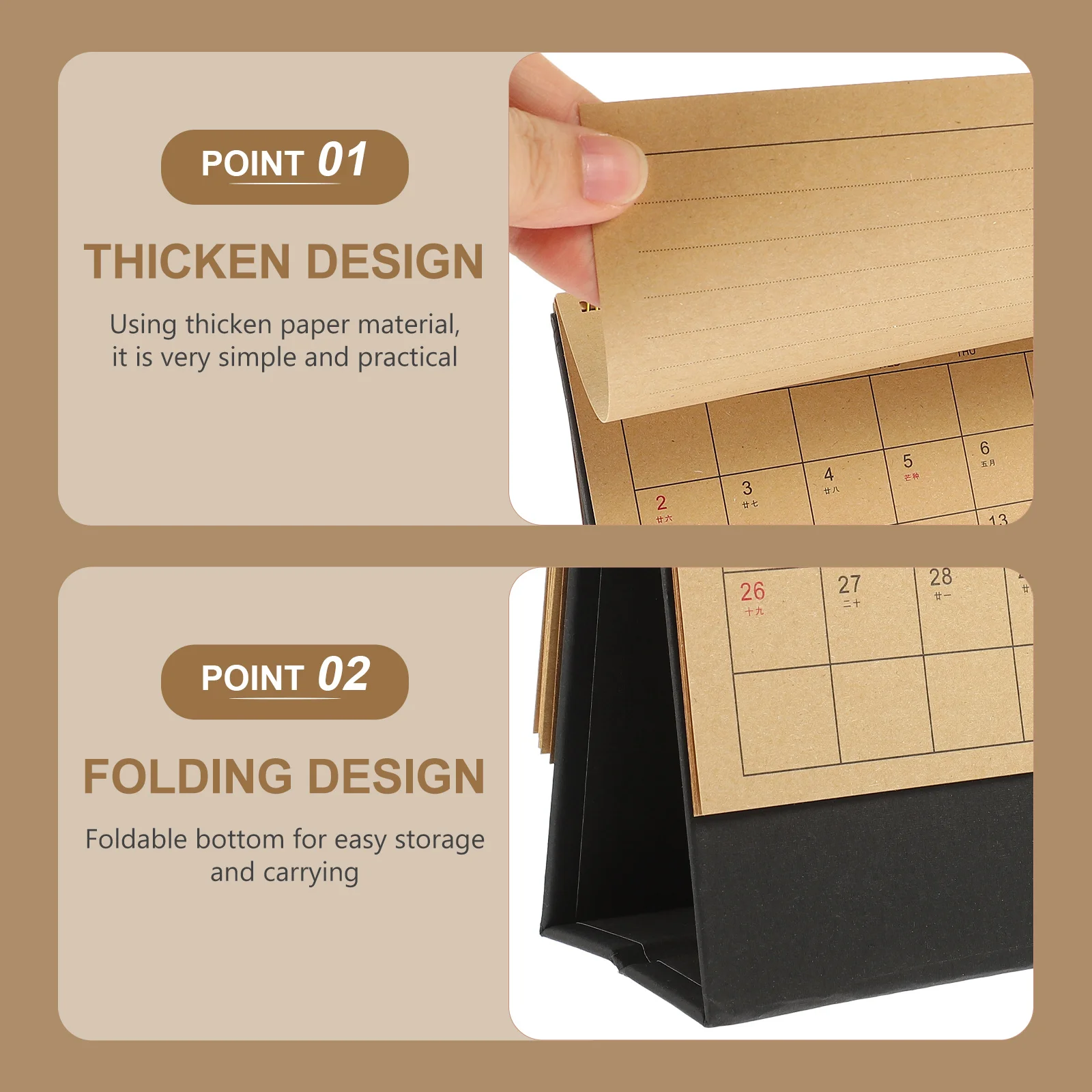 

2024 Desk Calendar Simple Style Multi-Functional Standing Paper Calendar For Office Home Tabletop Decor Printed Stationery