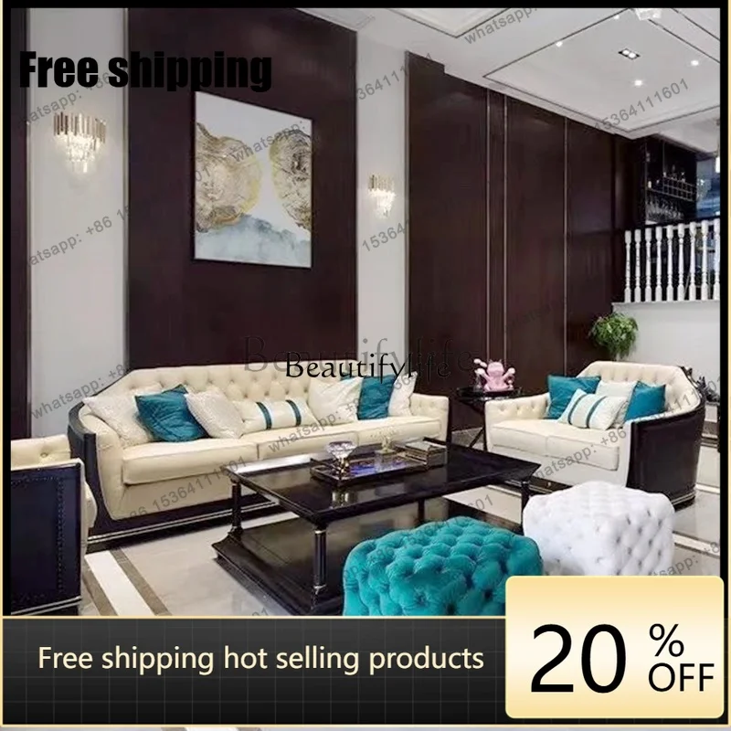 JJ Light luxury new Chinese sofa living room combination furniture