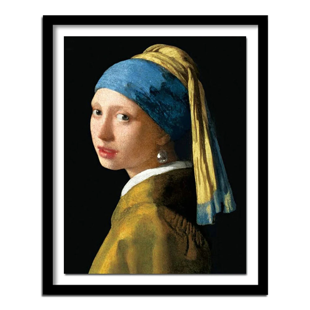 5D DIY Diamond Painting Full Portrait Diamond Embroidery Sale  vermeer girl with pearl necklace Full Woman Mosaic Decortion Art