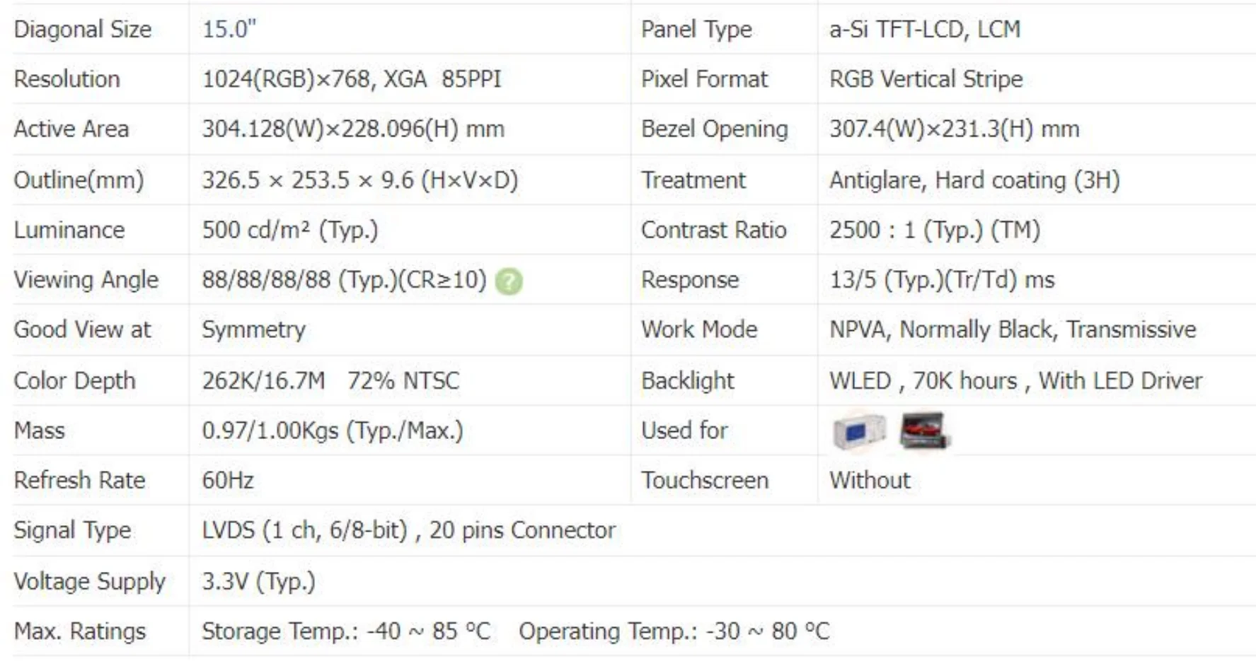 G150XNE-L01 15 inch LCD Screen resolution 1024x768 Brightness 500cd/m2 android board support wifi lvds G150XNE-L01