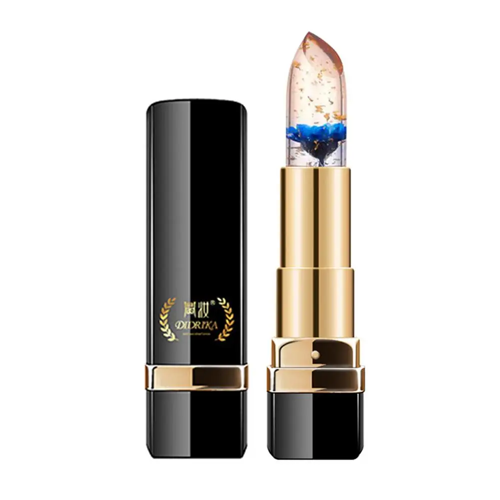 Lápiz labial transparente de flor de gelatina, Color de temperatura, bálsamo rosa, brillo de labios hidratante, maquillaje labial Sexy que cambia de Color azul Q3k0