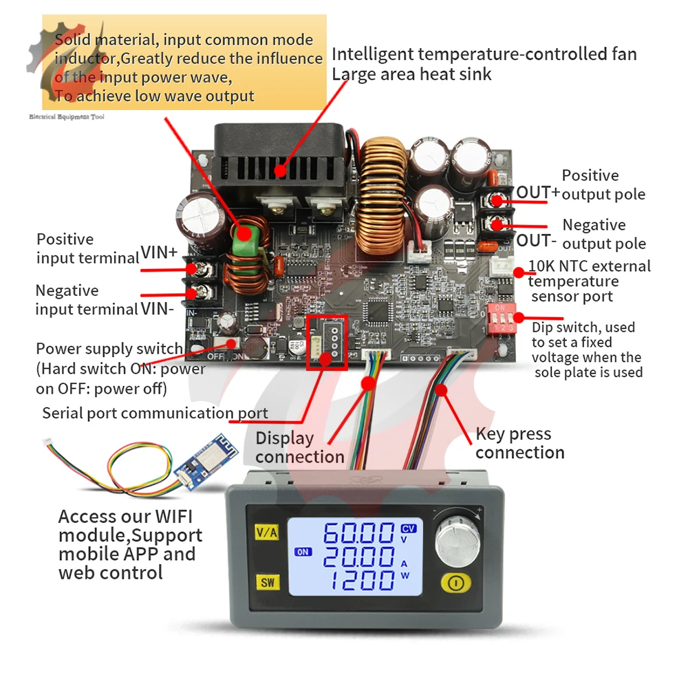 XY6020L CNC Adjustable DC Stabilized Voltage Constant Voltage And Constant Current 20A/1200W Step-down Module Board Power Supply