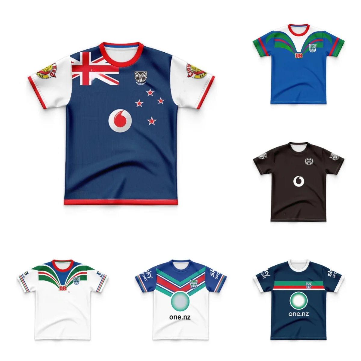 

KIDS 2023 New Zealand Warriors olive jersey men's T-shirt retro version