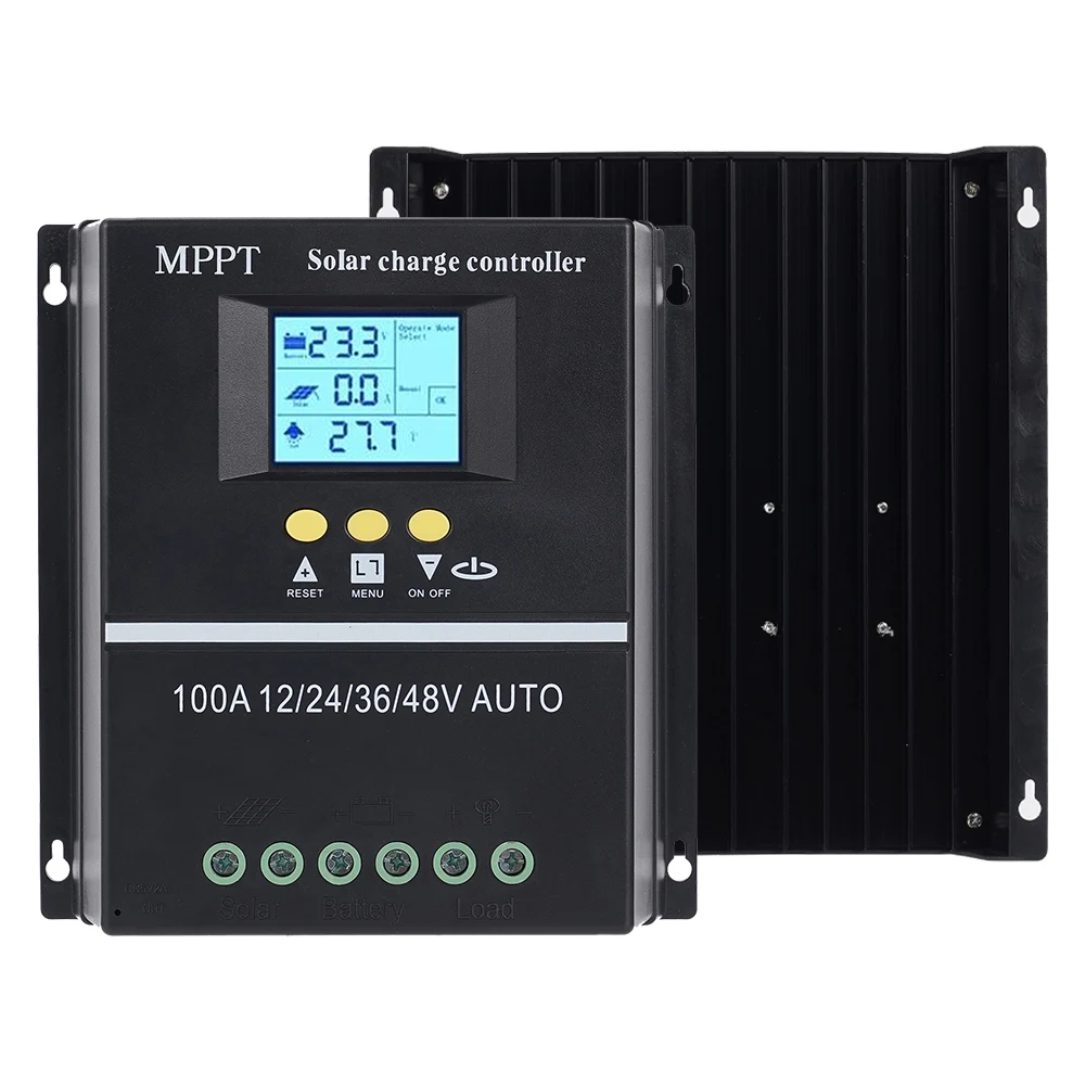 MPPT 100A Solar Charge Controller with LCD Dual USB Output 12V 24V 36V 48V Solar Panel Lead Acid/Lithium Battery Regulator