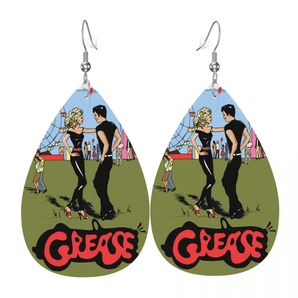 

Custom Movie Character Grease Leather Earrings for Women Dangle Earrings Jewelry Accessories
