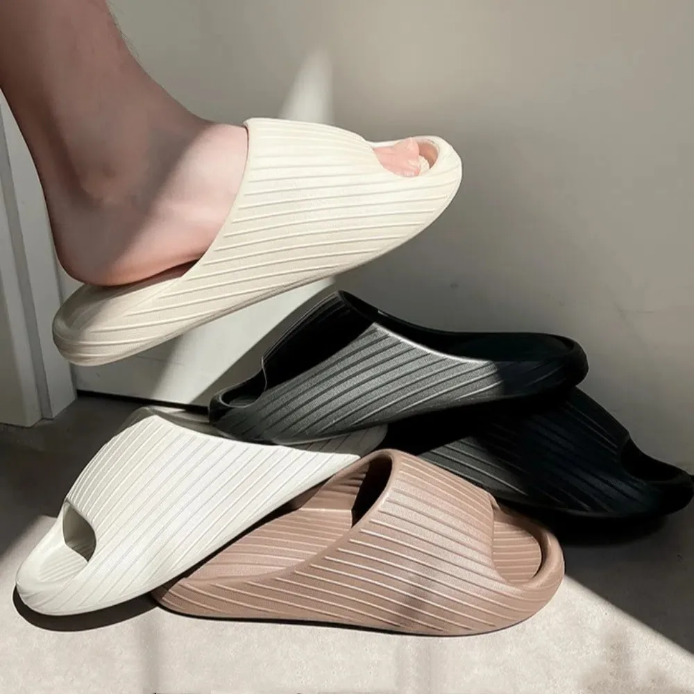 

Soft Solid Color EVA Flats Slippers Anti Slip Anti Odor Platform Flip Flops Open-toe Beachwear Slippers Women Men Beach