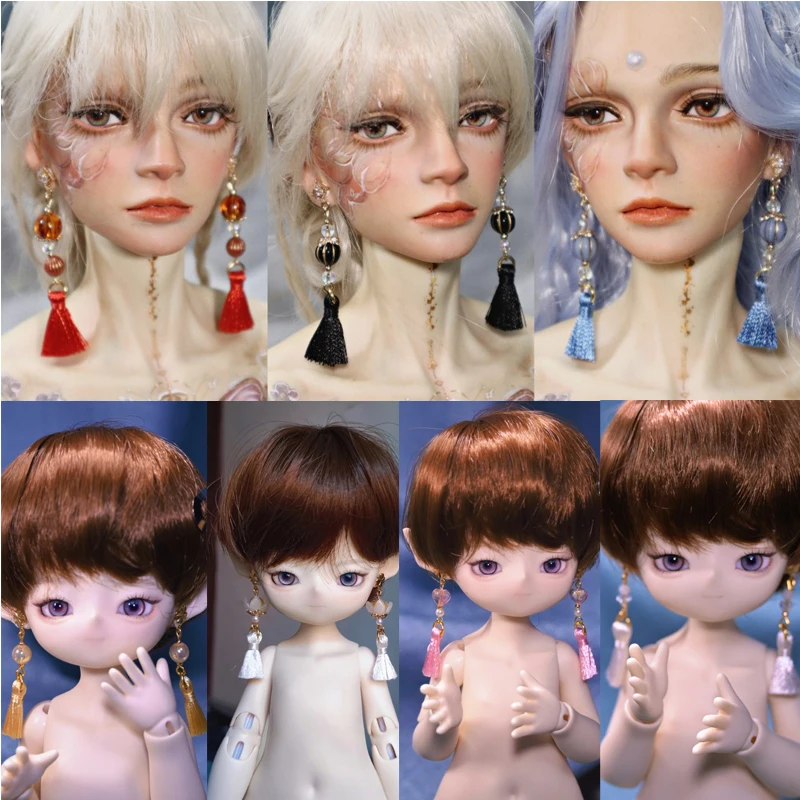 D04-A930เด็กของเล่น1/4 1/3 BJD ลุง SD ตุ๊กตา Photo Props Accessories ตกแต่งพู่สีสันต่างหู1คู่