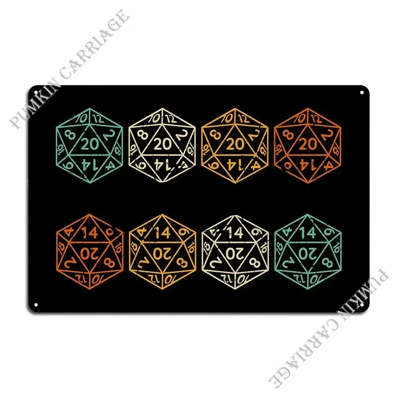 Rpg D20 Polyhedral Vintage Metal Plaque Poster Personalized Party Wall Plaque Cinema Tin Sign Poster