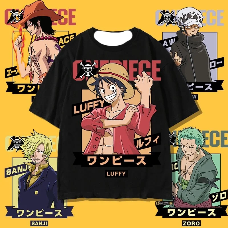 

One Piece T-shirt Anime Clothes Luffy Short Sleeves Male and Female Students Short Sleeves Summer Quick Dry Loose