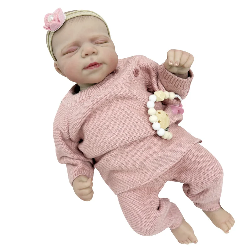 19 Inch 48cm Sleeping Baby Doll with Cotton Body  Lifelike Girl  Pascale 3D Skin Visible Veins Collectible Art Doll