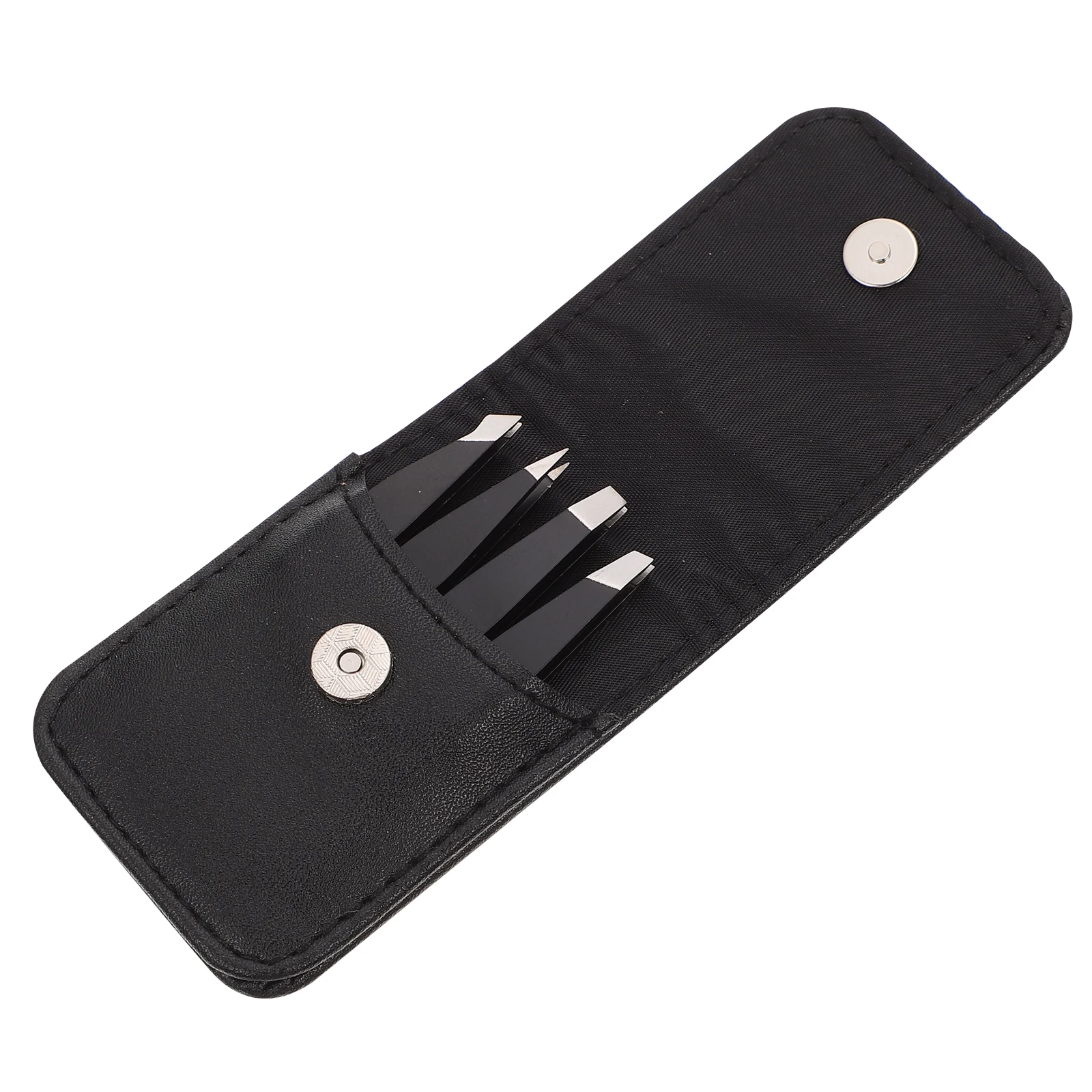 

4pcs Eyebrow Trimmer Kit Professional Tweezers Women Plucking Tools Eyelash Curler Stainless Steel PU Small Size Gifts