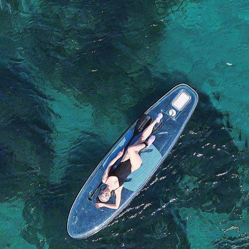 

Buy Back 100% Transparency clear sup Paddle Board with Foot Leash Surfing Board Hot Sale