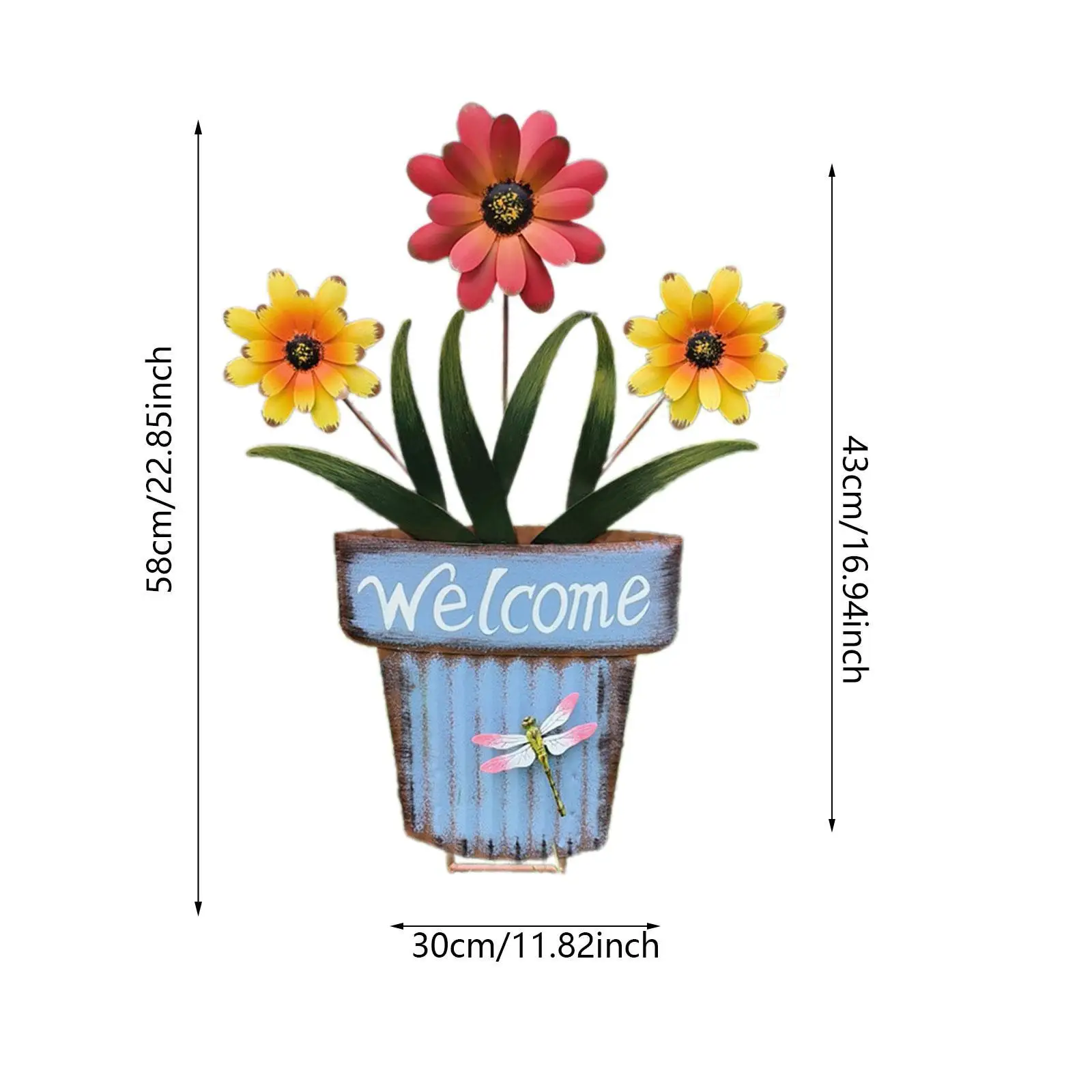 Flower Pot Garden Stake 2D Decor Decoration for Landscape Backyard Pathway