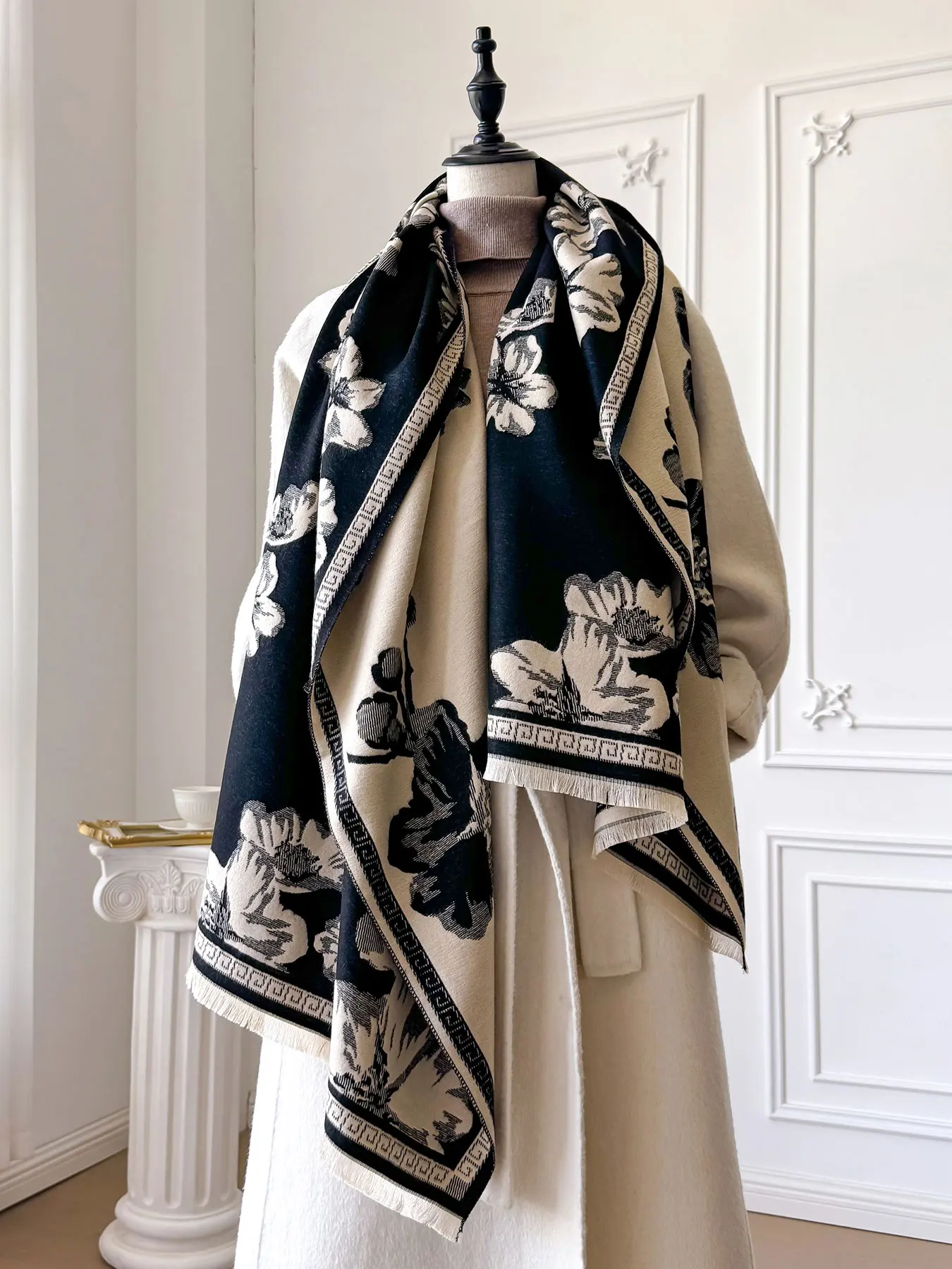 

Женский зимний теплый шарф из пашмины, роскошные накидки из искусственного кашемира, толстая шаль, одеяло Bufanda, платок-пончо, новинка 2023 г.