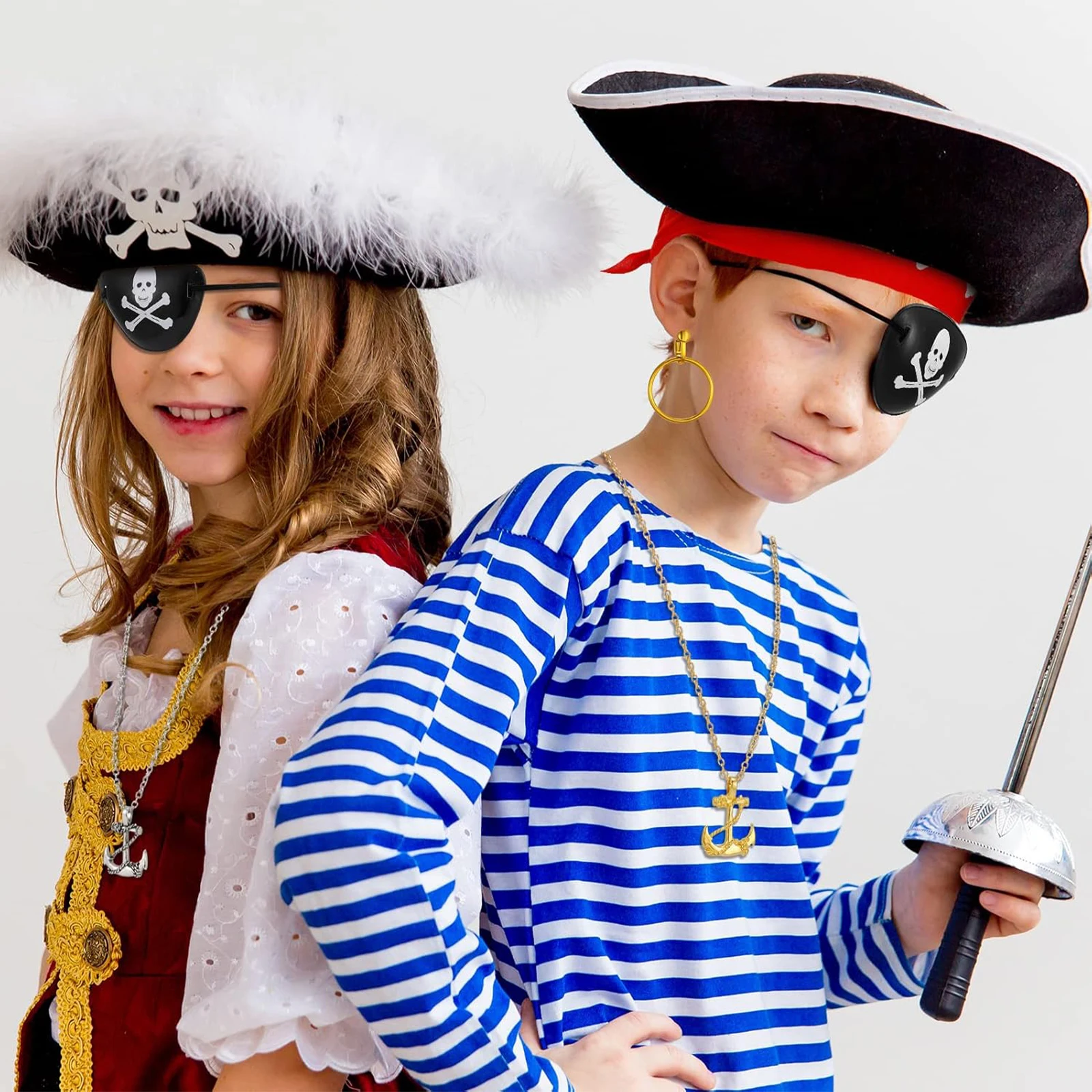 10 Pcs Pirate Costume Accessories Set for Role Playing, Halloween Parties, Pirate Theme Parties, and Stage Performances