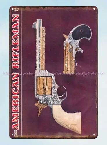 decorate shop American Riflemen 1955 firearms gun metal tin sign