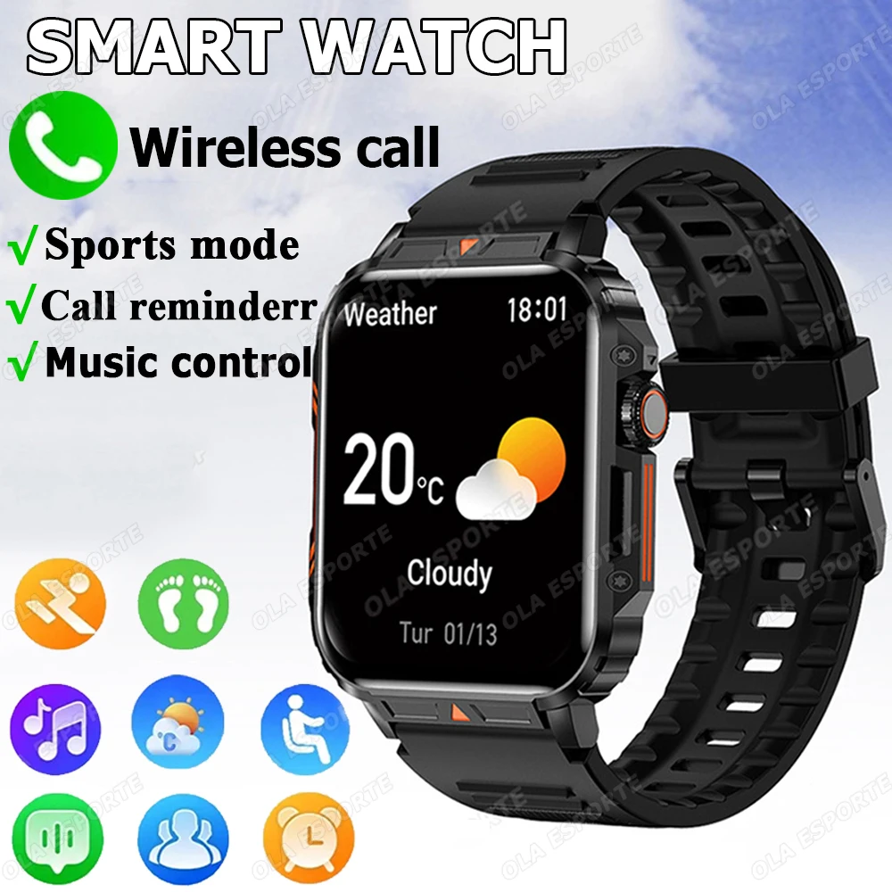 New Military Outdoor Smart Watch Men 340MAh Voice Assistant 24H Heart Monitoring Bluetooth Call Sports Fintess Smartwatch Women