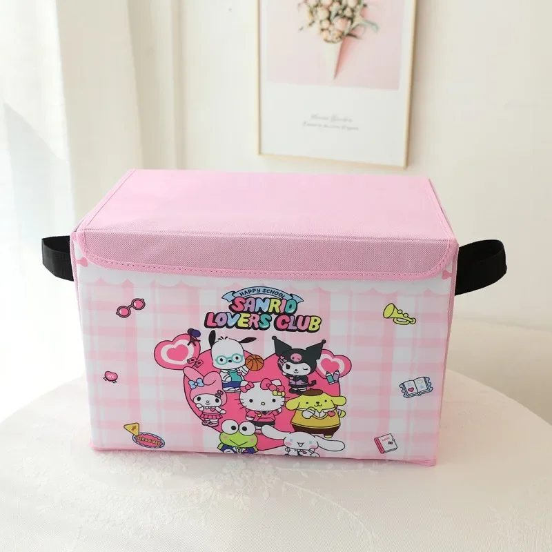 Hello Kitty Sanrio Kuromi Cinnamoroll Anime Kawaii Storage Box Cute Cartoon Large Size Foldable Dust Proof Sundries Sorting Box