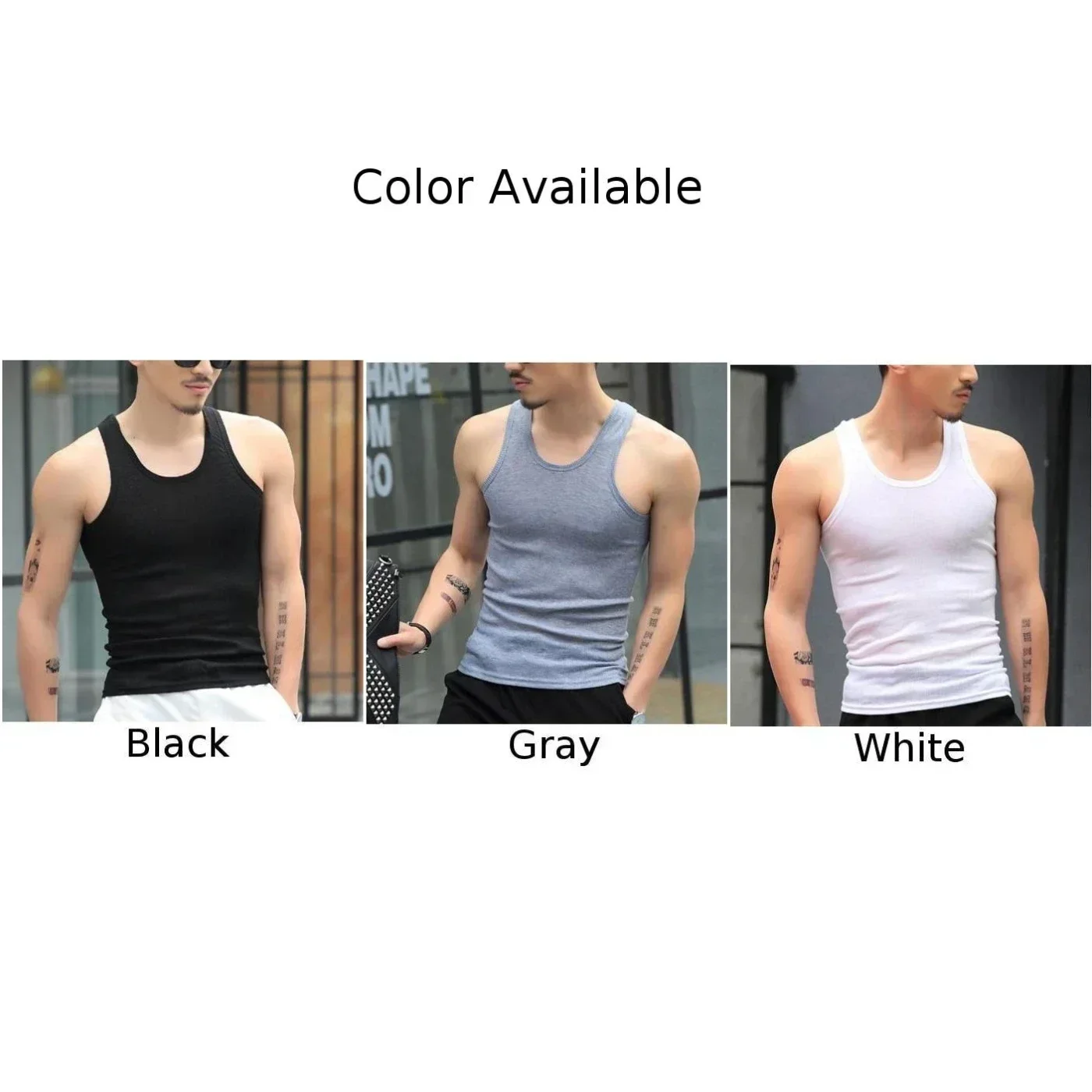 Fashion Men\'s T-Shirts Tank Tops Undershirt Gym Workout Stringer Fitness T-Shirt Beater Underwear Vest Clothing