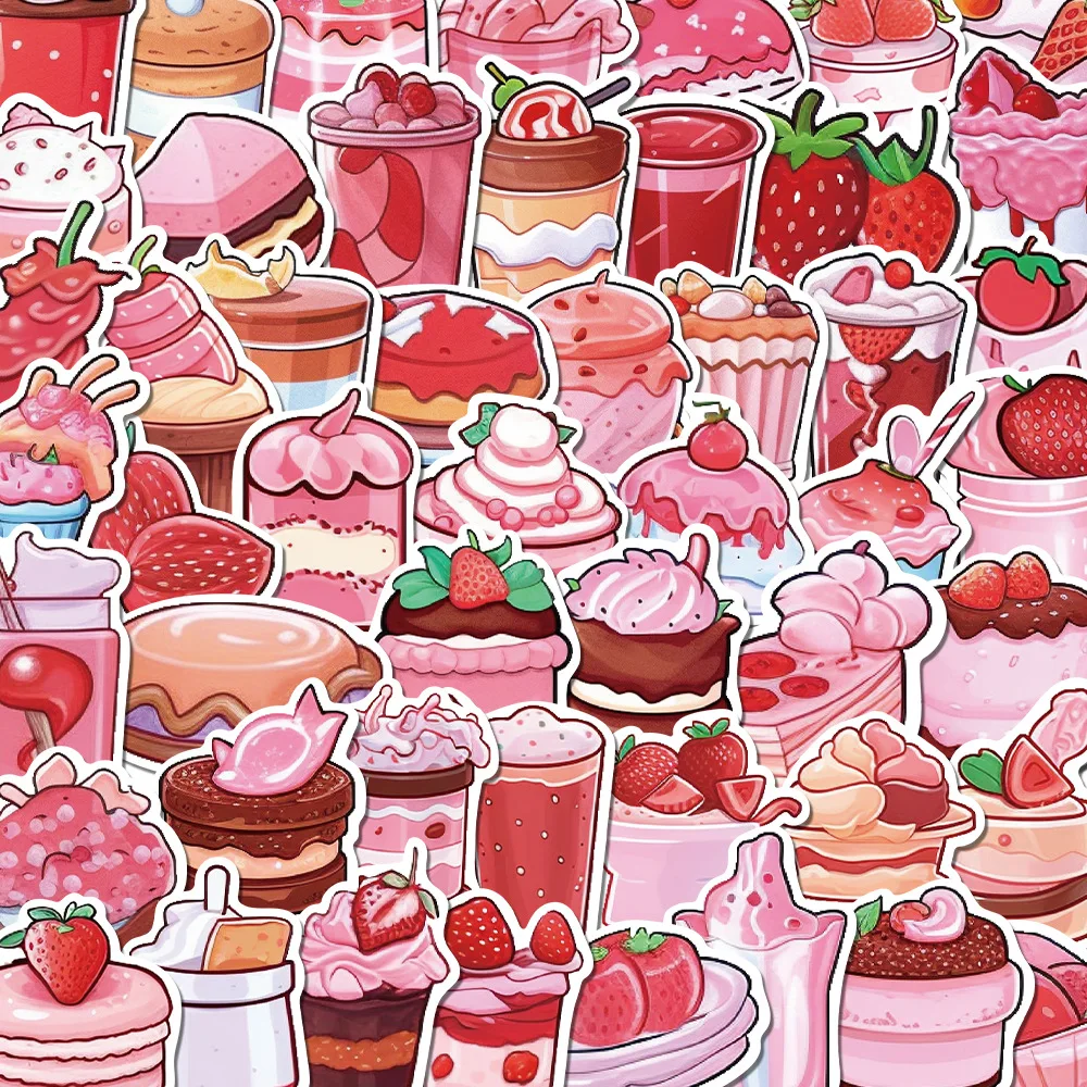 10/30/50PCS Cartoon Food Stickers Series Creative Tea Room Graffiti Laptop Luggage Helmet iPad Refrigerator Decoration Wholesale