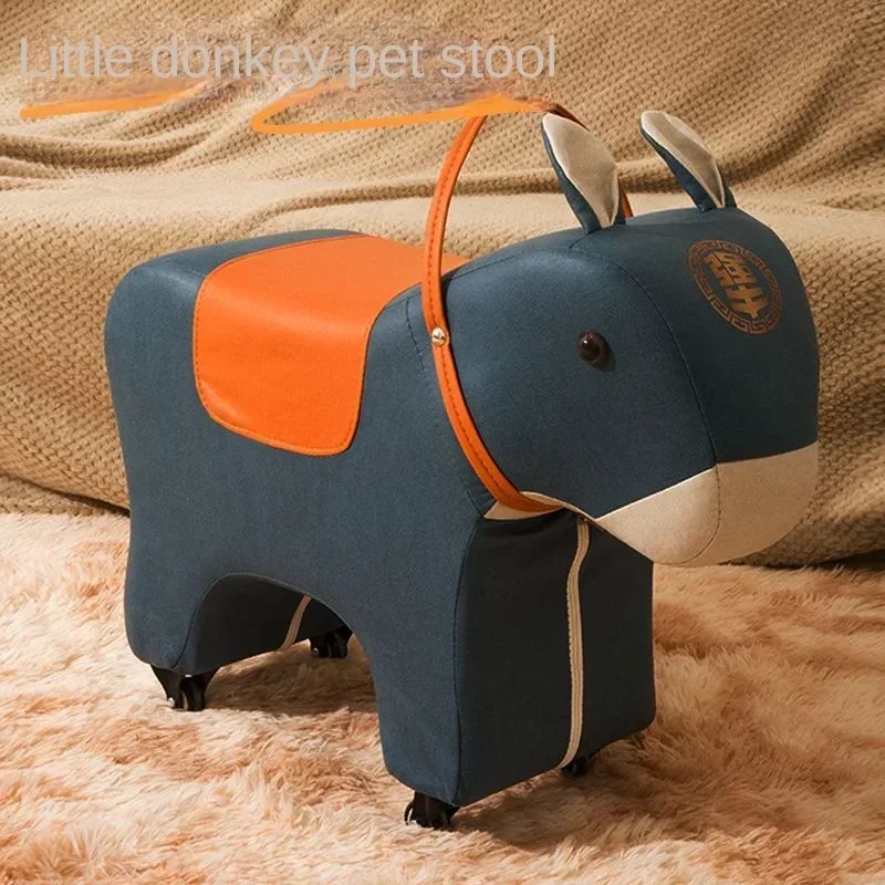 Little donkey pet stool children's stool Internet celebrity animal cartoon stool cute pet wheel seat deer living room ornament