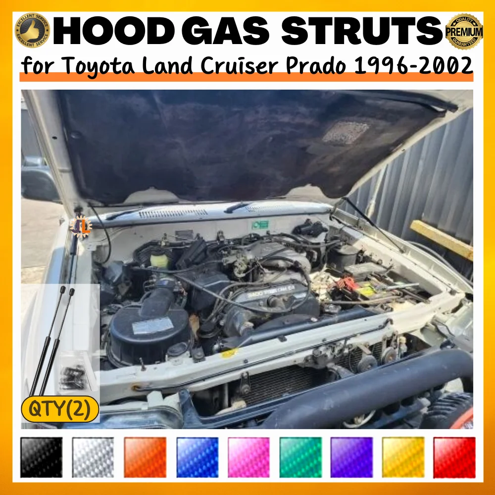 

Qty(2) Hood Struts for Toyota Land Cruiser Prado J90 J95 Series 1996-2002 Front Bonnet Gas Springs Shock Absorbers Lift Supports