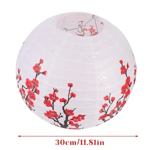 Round Chinese Lantern Handheld, Japanese style, wedding, birthday party decoration, mid autumn festival, printed flower, 30cm 7 Main Sales Japanese Lantern - №5