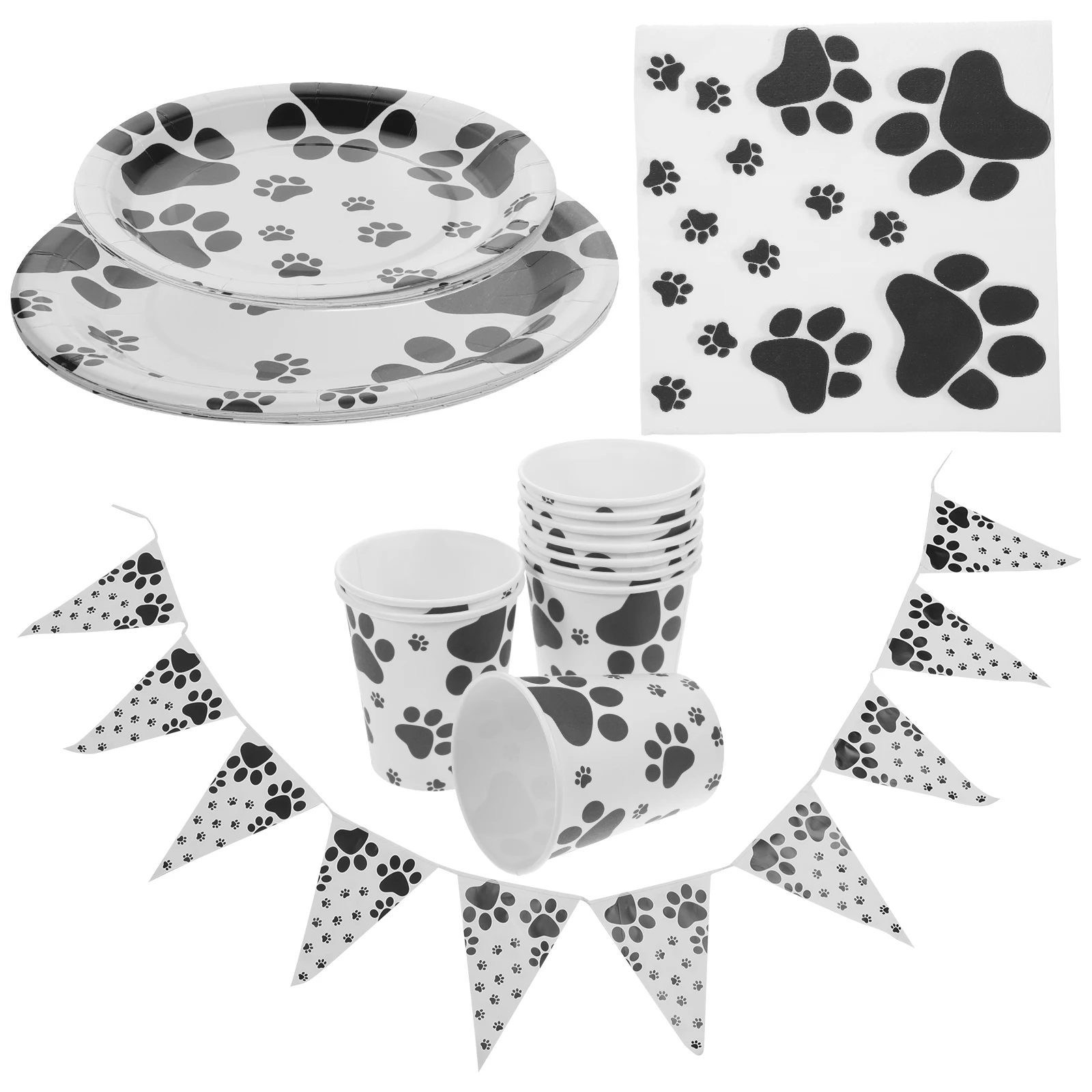 

Dog Birthday Party Supplies Disposable Paper Plates Cups Napkins Unique Design Dog Themed Tableware Lightweight Proper Size