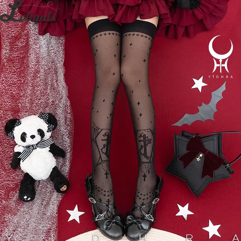 

Gothic Lolita Summer Thigh High Stockings by Yidhra ~ Moon Graveyard