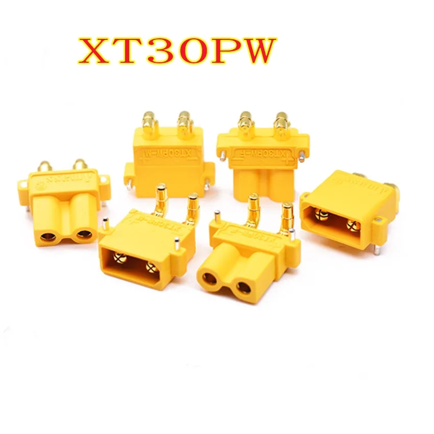 10PCS XT30PW Connector PCB Dedicated Horizontal 2mm Banana Golden Head XT30 Plugs Adapter for RC Model Battery Charger