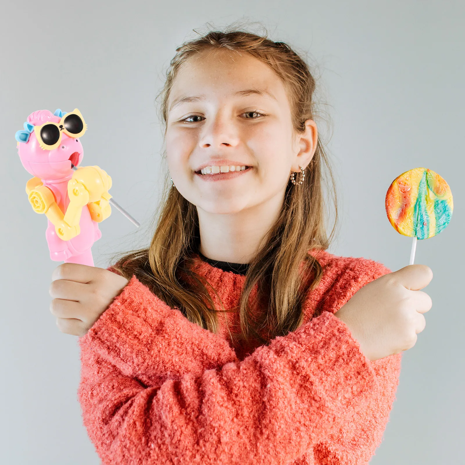 

2Pcs Dinosaur Robot Candy Case Creative Lollipop Holder Novelty Party Favor Storage Container Lollipop Robot Toy